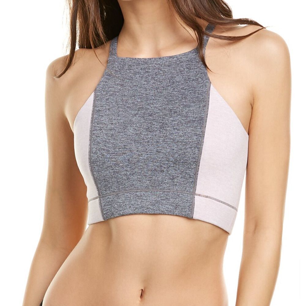 We Over Me Wip Crop Top‎ Sports Bra Dark Grey Shale Pink XS Extra Small